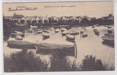 93687 Ak Hamburg Bellevue von der Fernsicht mit Gewässer und Booten 1911