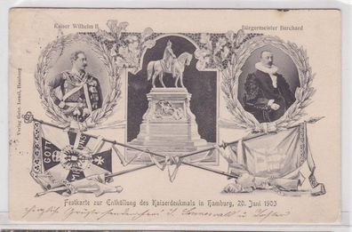 92611 Ak Hamburg Festkarte zur Enthüllung des Kaiserdenkmals 1903