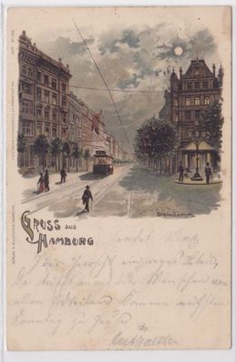 67770 Ak Gruss aus Hamburg Straßenansicht Steindamm 1901