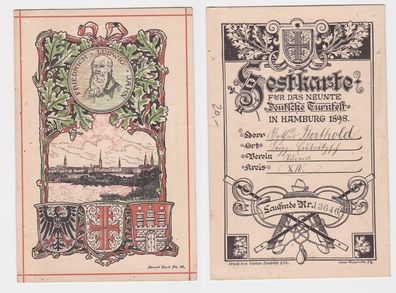 45448 Festkarte für das 9. Deutsche Turnfest in Hamburg 1898