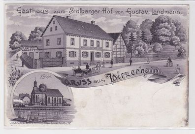 94112 Ak Lithographie Gruss aus Hirzenhain - Gasthaus zum Stolberger Hof 1913