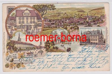 84480 Ak Lithographie Gruss aus Erbach Gasthaus, Jagdschloß usw. 1898