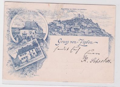 67317 Ak Lithographie Gruss von Zipfen - Burg Otzberg von Zipfen aus gesehen
