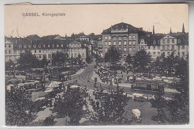 66957 Ak Cassel Königsplatz mit Straßenbahnen 1919