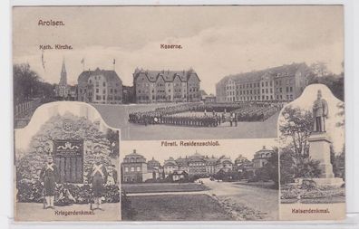 54226 Feldpost AK Arolsen - Kirche, Kaserne, Residenzschloß & Denkmäler 1917