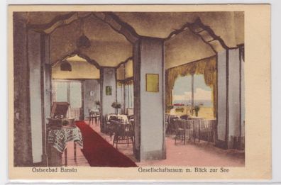 94133 Ak Ostseebad Bansin Gesellschaftsraum mit Blick zur See um 1930