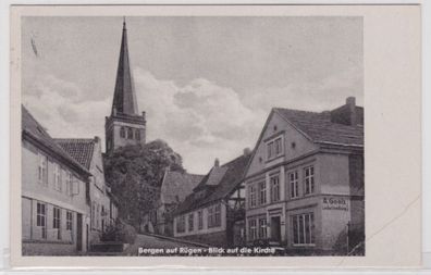 25097 Ak Bergen auf Rügen Blick auf die Kirche 1956