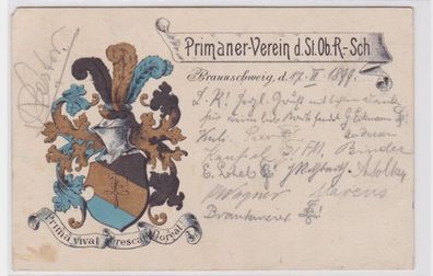 94131 Studentika Ak Braunschweig Primaner Verein d. St. Ob. Realschule 1899