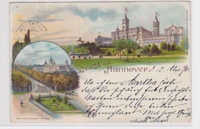 92044 Ak Lithographie Gruß aus Hannover technische Hochschule usw. 1896