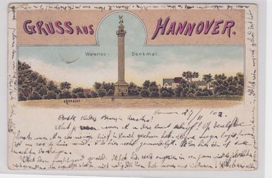 91812 Ak Lithographie Gruss aus Hannover Waterloo Denkmal 1902