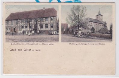 84553 Mehrbild Ak Gruß aus Gitter a. Bge. Gastwirtschaft, Kriegerdenkmal usw.1911