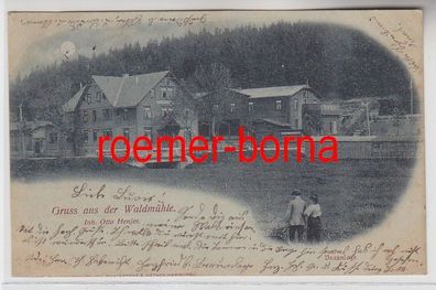 74229 Mondschein Ak Gruss aus der Waldmühle Braunlage 1898