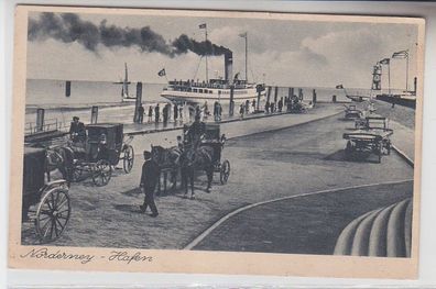 68530 Ak Norderney Hafen mit Dampfer und Kutschen um 1920