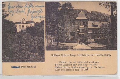 65080 Mehrbild Ak Schloß Schaumburg Archivturm mit Paschenburg 1919
