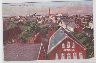 16183 Feldpost Ak Borkum Blick vom Rathaus auf Apotheke und Leuchtturm 1916