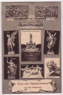 68325 Mehrbild Ak Gruß vom National Denkmal auf dem Niederwald 1910