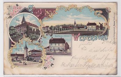 62509 Ak Lithographie Gruß aus Westerburg Gasthaus usw. 1900