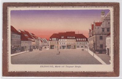 96349 Rahmen Ak Eilenburg Markt mit Torgauer Strasse um 1920