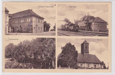 95484 Mehrbild Ak Gasthof Espenhain Bahnhof, Kirche 1935