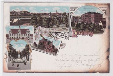 94499 Ak Lithographie Gruss aus Eilenburg Postamt, Kriegerdenkmal usw. um 1900