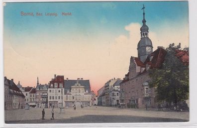 94129 AK Borna-Leipzig - Markt mit Rathaus, Blick von der Bahnhofsstraße 1912