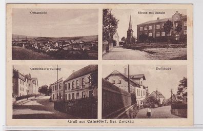 92556 Mehrbild Ak Gruß aus Cainsdorf Bez. Sachsen Kirche & Schule 1927