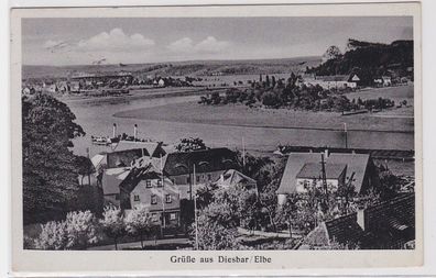 90487 Feldpost Ak Grüße aus Diesbar an der Elbe mit Dampfer 1940