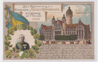 88189 Bruno Bürger Ak Erinnerung a.d. Einweihung Neues Rathaus Leipzig 7.10.1905