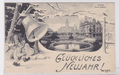 88184 Humor AK Glückliches Neujahr! - Leipzig Neues Rathaus 1908