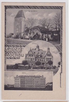 87288 Mehrbild Ak Leipzig Mockau an der Kirche, Rathaus, Schule um 1930