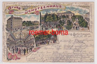 87070 Ak Lithographie Gruß aus dem Schützenhaus Leipzig Sellerhausen 1900