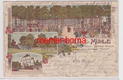 86776 Ak Lithographie Gruss aus der Mühle Gasthof Leipzig Gohlis 1900