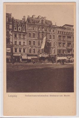 85942 Ak Leipzig Tschechoslowakisches Meßhaus am Markt um 1930