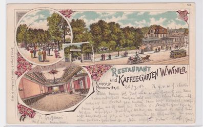 85510 Ak Lithographie Leipzig Connewitz Restaurant und Kaffee Garten 1903
