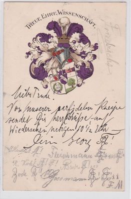 85493 Studentika Ak Leipzig 'Treue, Ehre, Wissenschaft!' 1903