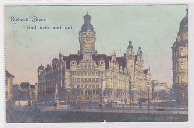 84957 Ak Leipzig Neues Rathaus - Riebeck Biere sind rein und gut 1907