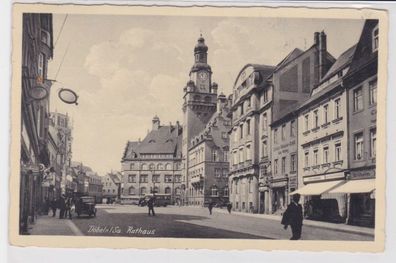 84648 Ak Döbeln in Sachsen Rathaus und Geschäfte am Markt 1940
