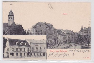 84274 Ak Gruss aus Rabenau - Markt, Gasthof zum Amthof 1902