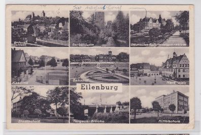 80730 AK Eilenburg - Bahnhof, Schloss, Sorbenturm, Stadtschule, Kaserne & Markt