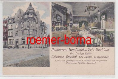 74812 Mehrbild Ak Hohenstein Ernstthal Restaurant 'Bauhütte' 1917