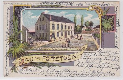 72813 Ak Lithographie Gruß aus Förstgen Gasthof zum heiteren Blick 1906