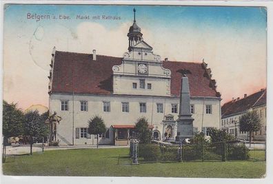70869 Ak Belgern an der Elbe Markt mit Rathaus um 1910