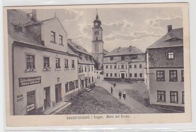 70035 Ak Augustusburg im Erzgebirge Markt mit Schneidergeschäft um 1910