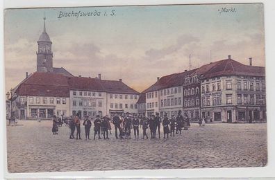 69776 Ak Bischofswerda in Sachsen Markt um 1910
