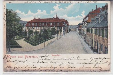 69554 Ak Gruß aus Herrnhut Marktplatz 1902