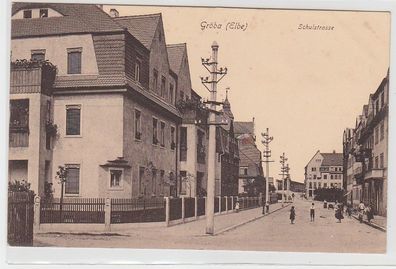 69100 Ak Gröba (Elbe) Schulstrasse um 1917