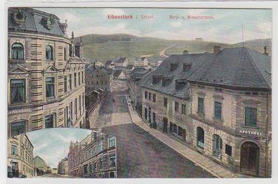 68977 Ak Eibenstock im Erzgebirge Berg- und Wiesenstrasse mit Apotheke um 1910