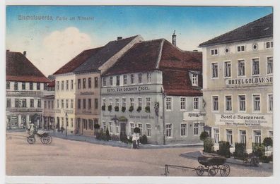 68975 Ak Bischofswerda Partie am Altmarkt Hotel zum goldenen Engel um 1910