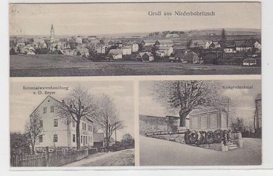 68900 Mehrbild Ak Gruß aus Niederbobritzsch Kolonialwarenhandlung Kriegerdenkmal
