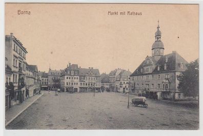 68208 Ak Borna Markt Mit Rathaus und Geschäften um 1910